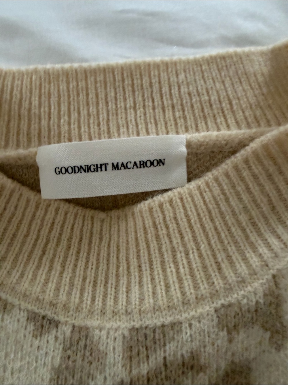 Goodnight Macaroon Soft Cream Ribbed Crewneck Sweater